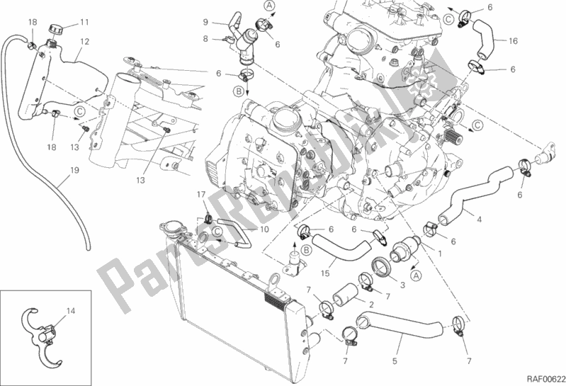 All parts for the Cooling Circuit of the Ducati Multistrada 1260 Touring USA 2018